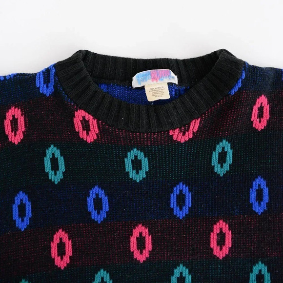 Vintage Jaymie Rose Black with Multi-Colour Floral Design Sweater - Picture 11 of 12